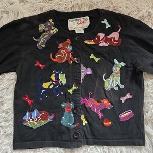 Vintage SIMON SEZ Michael child blouse embroidered puppy dog design top shirt 6x
